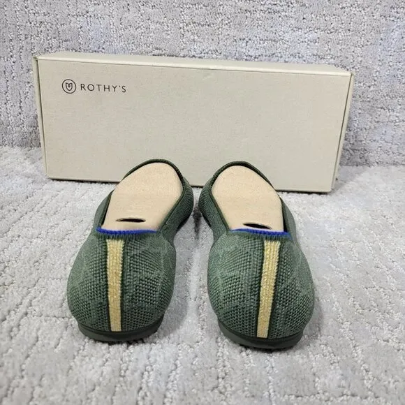Rothys The Loafer Green Safari Round Toe Slip on Shoes Women's Multiple Sizes