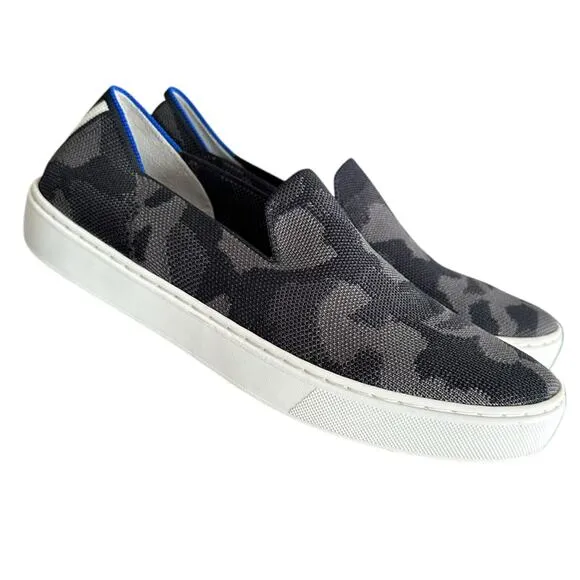 Rothy's Women's Original Slip On Sneaker Gray &amp; Black Camo Retired Color - Sz 8