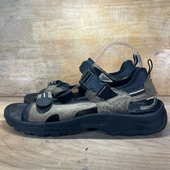 Route 66 Mens Size 10 Open Faced Leather Sandals Shoes Brown