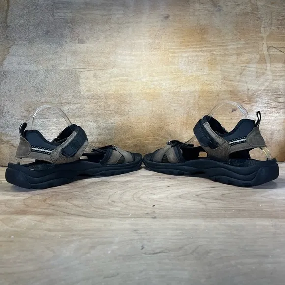 Route 66 Mens Size 10 Open Faced Leather Sandals Shoes Brown