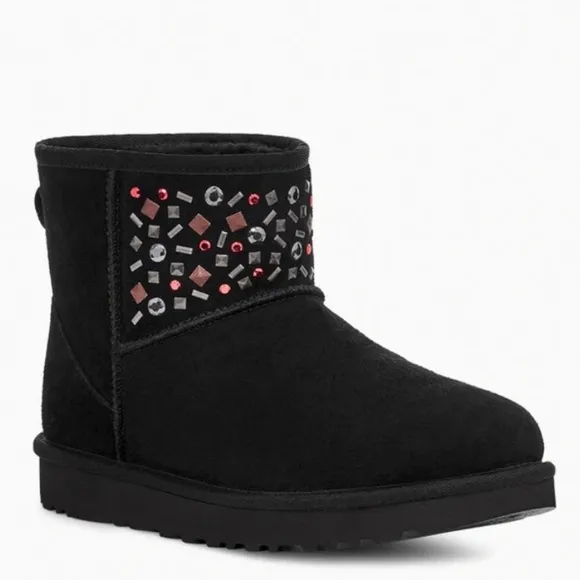 SALE! UGG Classic Mini Stud II Black Boots