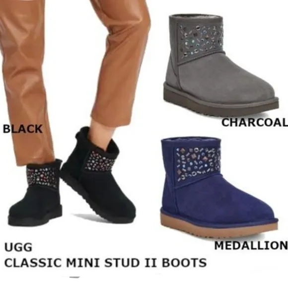 SALE! UGG Classic Mini Stud II Black Boots