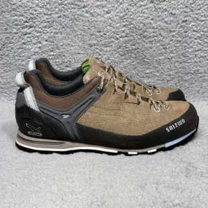 Salewa MTN Trainer Pelle Womens Size 9 Hiking Shoes Sneakers Laguna Bamboo Suede