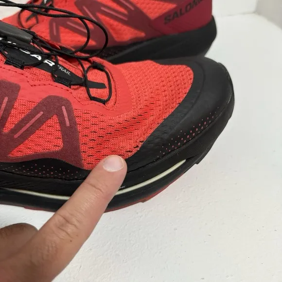 Salomon Pulsar Trail Shoes Men's US 11 Red Black Hiking Athletic Running Sensei