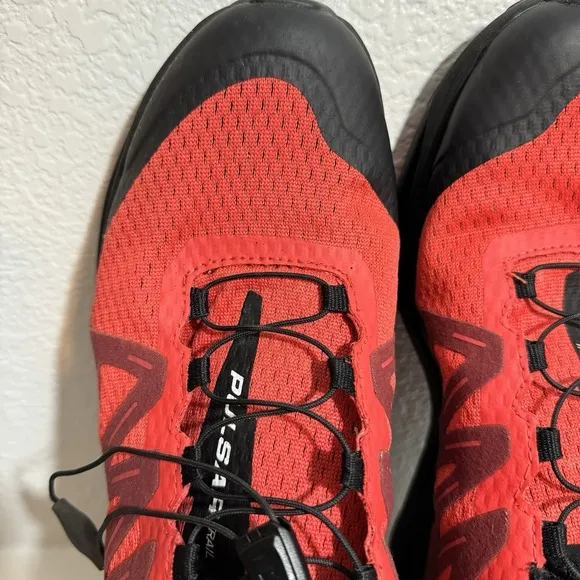Salomon Pulsar Trail Shoes Men's US 11 Red Black Hiking Athletic Running Sensei