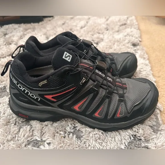 Salomon X Ultra 3 GTX Gore-Tex Hiking Shoes Women's Size 7.5 Black Red 398685
