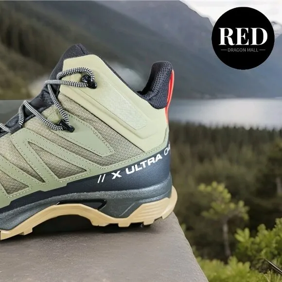 Salomon X Ultra 4 Mid Gore-Tex Hiking Boots Olive Green - Men's Size 12