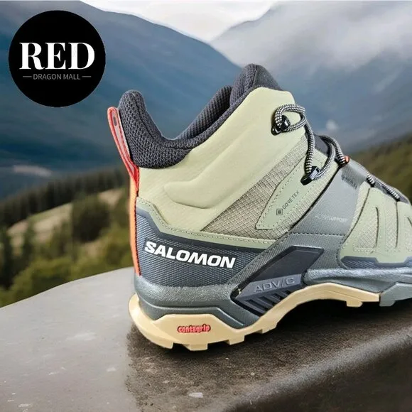 Salomon X Ultra 4 Mid Gore-Tex Hiking Boots Olive Green - Men's Size 12