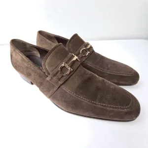 Salvatore Ferragamo-  Mens Size 11 EE Suede Leather Loafer Slip-On Shoes- Brown