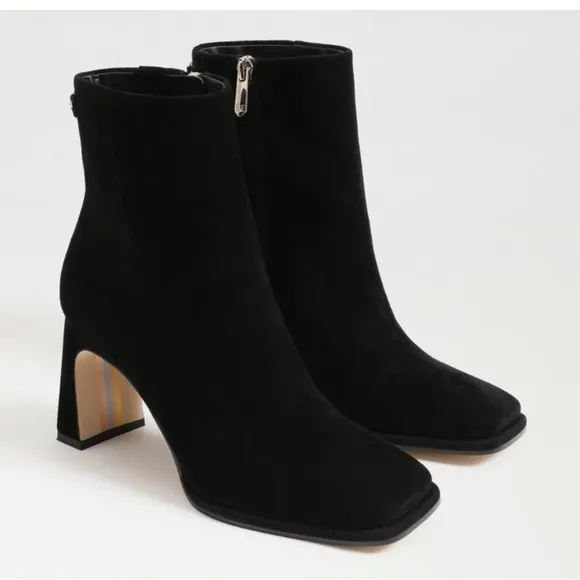 Sam Edelman Irie Square Toe Suede Elegant Black Women's Ankle Boot Sz 10