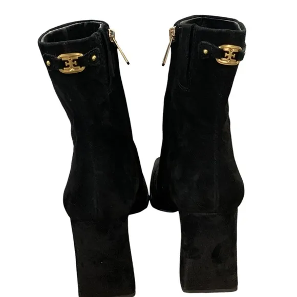 Sam Edelman Irie Square Toe Suede Elegant Black Women's Ankle Boot Sz 10