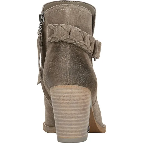 Sam Edelman Minetta Burnished Grey Suede Almond Toe Block Heel Ankle Boot Bootie