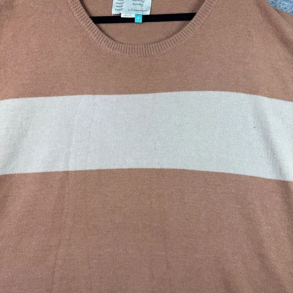 Saturday Sunday by Anthropologie Tan Cream Striped Relaxed Fit Sweater Size 2X