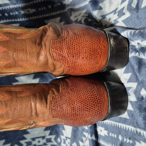 Sedona West Brown Leather Cowboy Boots Intricate stitching Sz 13EE