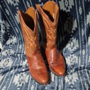 Sedona West Brown Leather Cowboy Boots Intricate stitching Sz 13EE