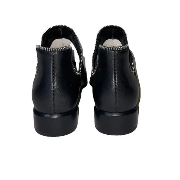 Senso Bailey VII Ebony Silver Zipper Accent Black Ankle Boots Size 37 BNWT