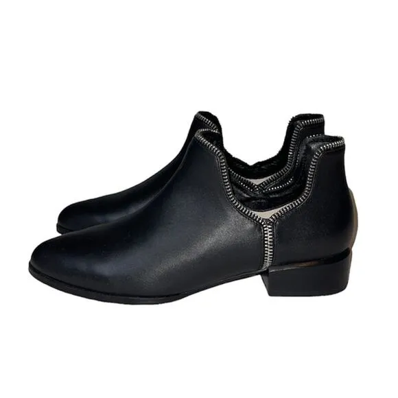 Senso Bailey VII Ebony Silver Zipper Accent Black Ankle Boots Size 37 BNWT