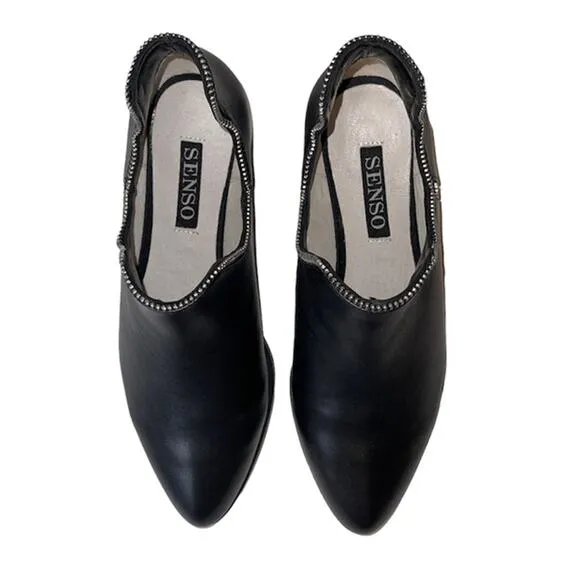Senso Bailey VII Ebony Silver Zipper Accent Black Ankle Boots Size 37 BNWT