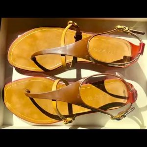 Sergio Rossi Sandals, Size 35 Leather And Red Jelly