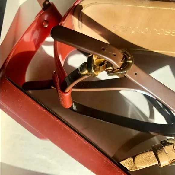 Sergio Rossi Sandals, Size 35 Leather And Red Jelly