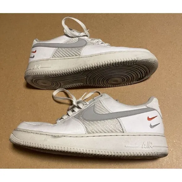 Size 10.5 -‎ Nike Air Force 1 '07 Double Swoosh - White Picante