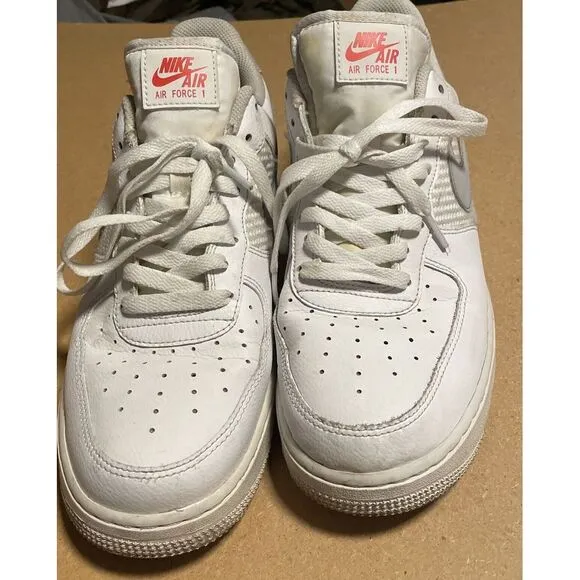 Size 10.5 -‎ Nike Air Force 1 '07 Double Swoosh - White Picante