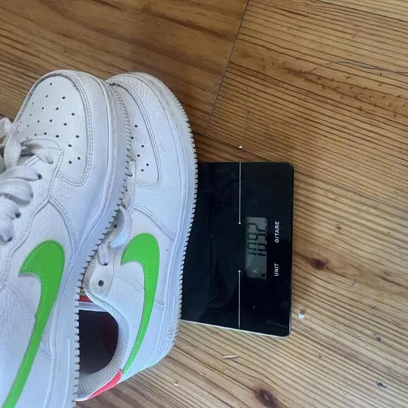 Size 7 - Women' -Nike - Air Force 1 Sneakers - White with Neon Accents