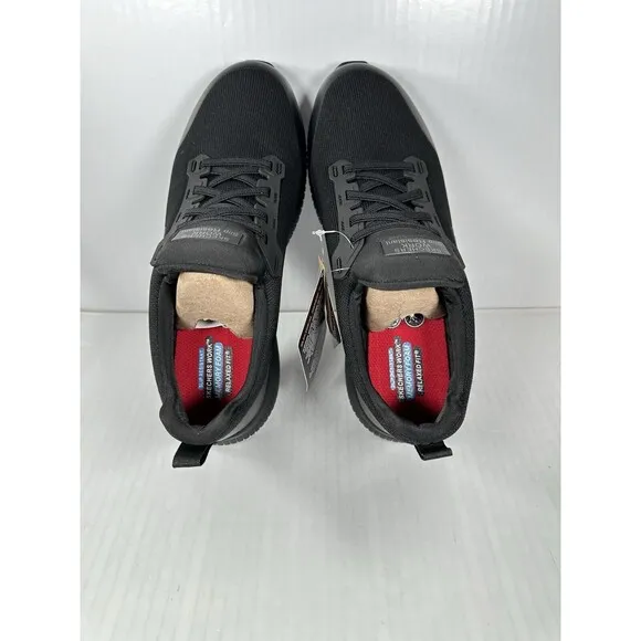 Size 9.5 Skechers Women's Work Squad SR Black Shoes Slip Resistant 77222 NEW