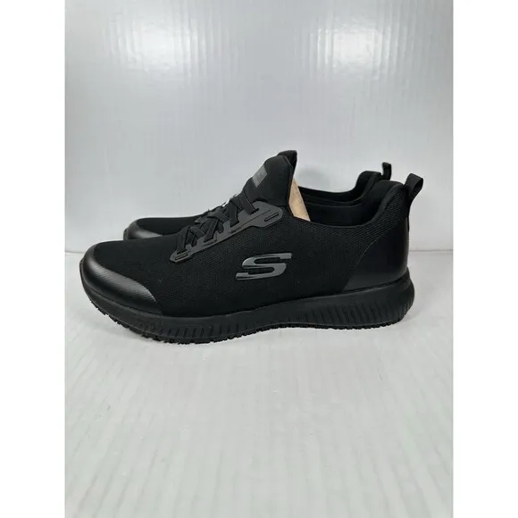 Size 9.5 Skechers Women's Work Squad SR Black Shoes Slip Resistant 77222 NEW