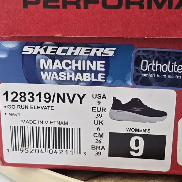 Skechers 128319 Go‎ Run Elevate Womens 9 Navy Blue Lace Up Low Top Sporty Shoes