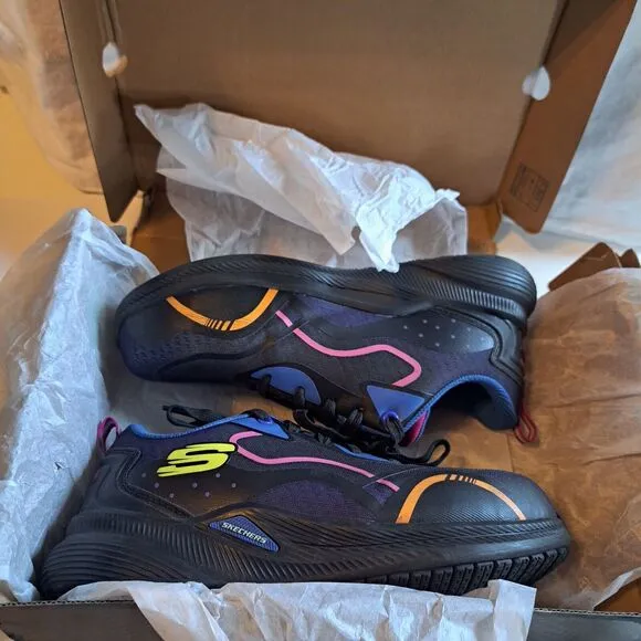 Skechers Carbix Comp Toe Work Shoes Sneakers Women's Size 7.5 Black Neon New