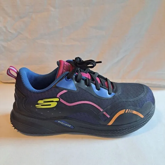 Skechers Carbix Comp Toe Work Shoes Sneakers Women's Size 7.5 Black Neon New