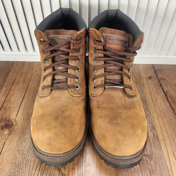 Skechers Sergeants Verdict 4442 Mens Size 10 Brown Leather Steel Toe Work Boots