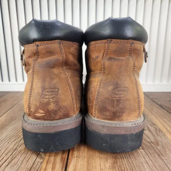 Skechers Sergeants Verdict 4442 Mens Size 10 Brown Leather Steel Toe Work Boots
