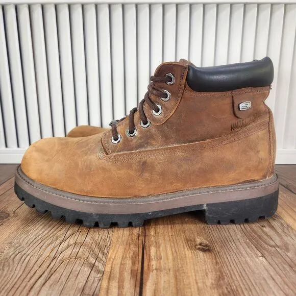 Skechers Sergeants Verdict 4442 Mens Size 10 Brown Leather Steel Toe Work Boots