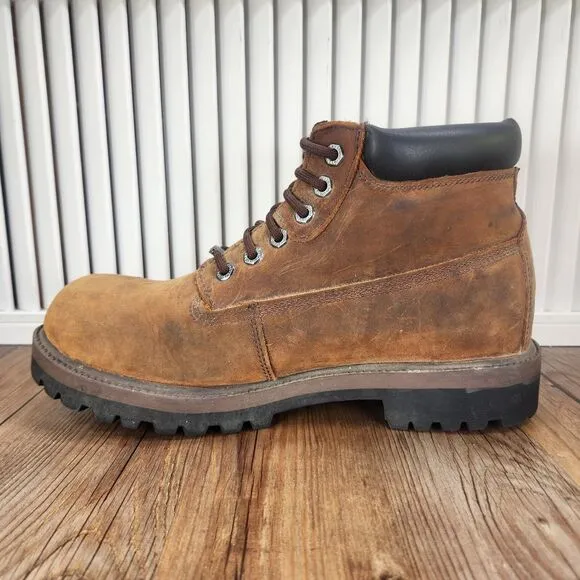 Skechers Sergeants Verdict 4442 Mens Size 10 Brown Leather Steel Toe Work Boots