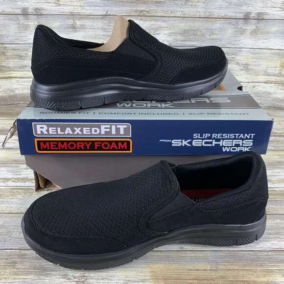 Skechers Shoes Mens 10 Black Flex Advantage Sr MCALLEN Slip Water Resistant Work
