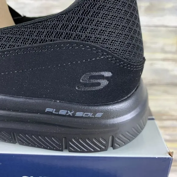 Skechers Shoes Mens 10 Black Flex Advantage Sr MCALLEN Slip Water Resistant Work