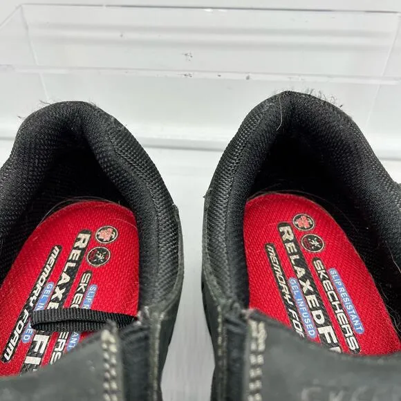 Skechers Shoes Mens 9.5 Work Hartan 77066 Relaxed Fit Slip On Steel Toe Lug Sole