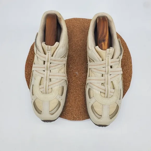 Skechers Womens Intuition Zig Zag Sneakers 8.5 Shoes Beige 21746 Mesh Leather