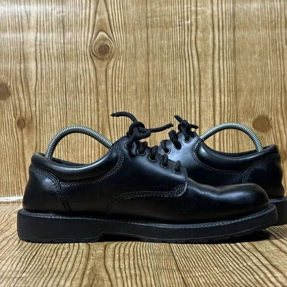 Sketchers Y2K Work Shoes Men’s 10 Slip Resistant Grunge Black Leather‎ Lace Up