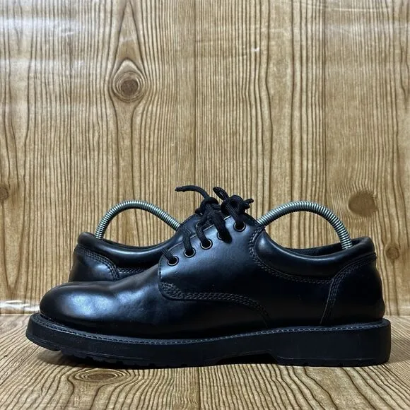 Sketchers Y2K Work Shoes Men’s 10 Slip Resistant Grunge Black Leather‎ Lace Up