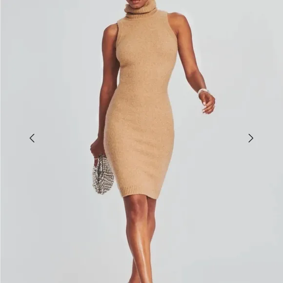 Sleeveless Tan Knit Dress