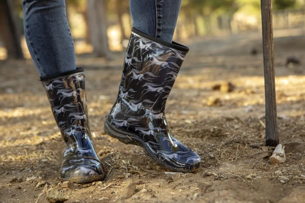 Slogger Wild Horses Black Womens Rain & Garden Boots 5021