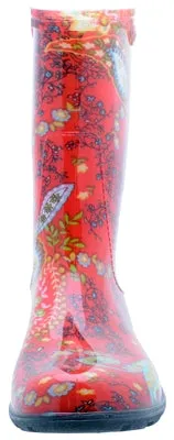 Sloggers Paisley Red Print Womens Rain and Garden Boots 5004