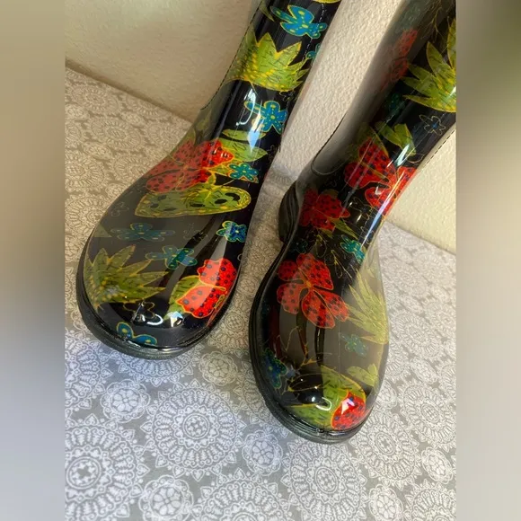 Sloggers~Fashion Floral~Waterproof~Rain &amp; Garden Boots w/Traction Control~Size 9