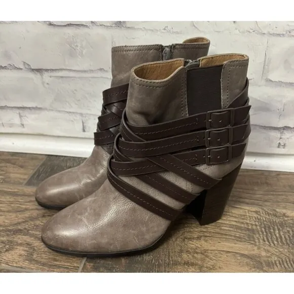Sofft Size 10M Arminda Bootie Strappy Ankle‎ Block Heel Comfort Shoe Brown