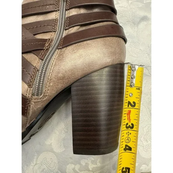Sofft Size 10M Arminda Bootie Strappy Ankle‎ Block Heel Comfort Shoe Brown