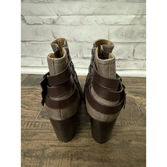 Sofft Size 10M Arminda Bootie Strappy Ankle‎ Block Heel Comfort Shoe Brown