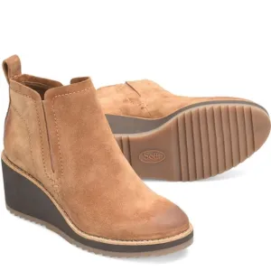 SOFFT Suede Leather Ankle Boot Emeree Wedge Heel Saddle Brown Tan Women's‎ Sz 9